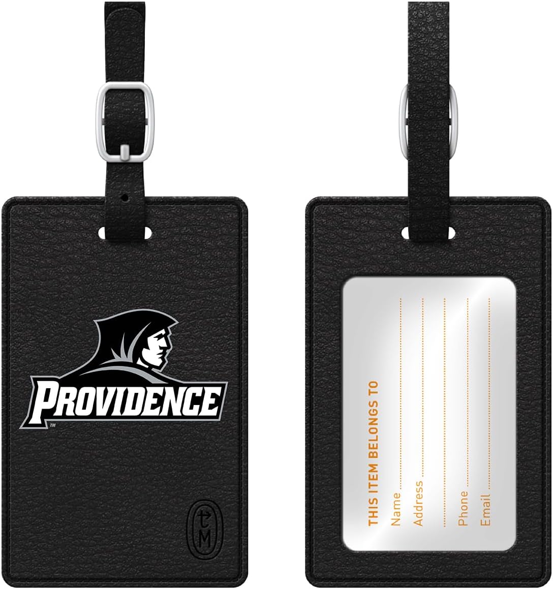 OTM Essentials Providence College Faux Leather Luggage Tag, Durable Travel Accessories with Adjustable Strap and ID Card, Classic
