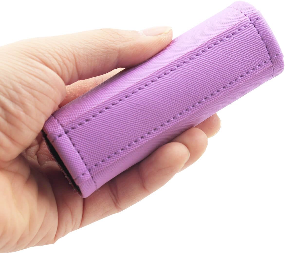 Luggage Handle Wrap 5 Pack-Leather Luggage Handle Wraps for Suitcase/Handbag/Duffel Bag/Car Bright Luggage Identfier/Handle Covers/Grips Luggage Accessories for Travel 3.0 (Violet)