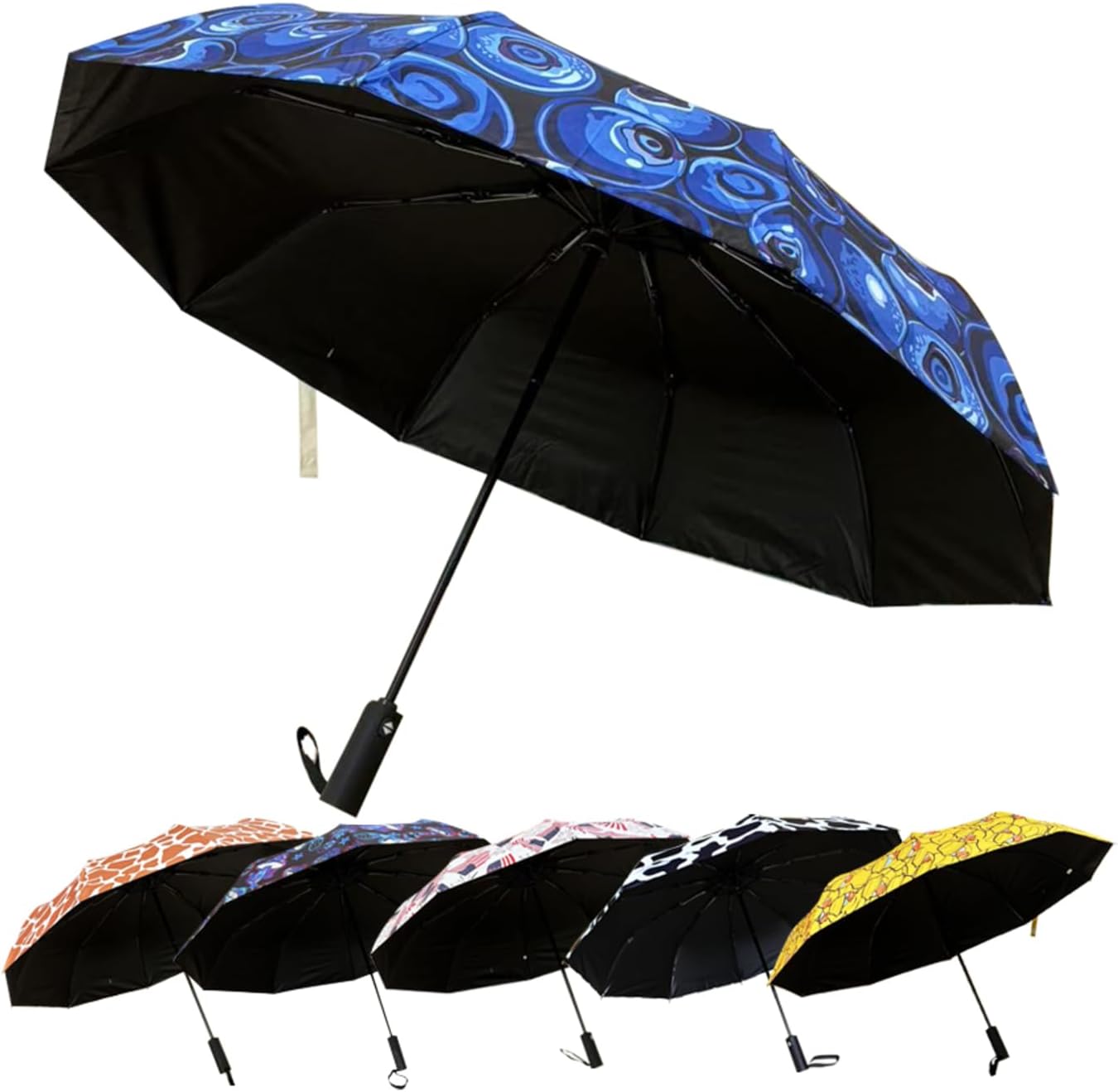 Windproof Travel Automatic Umbrella, 10 Ribs, Rainproof Foldable, Uv-Resistant, Portable