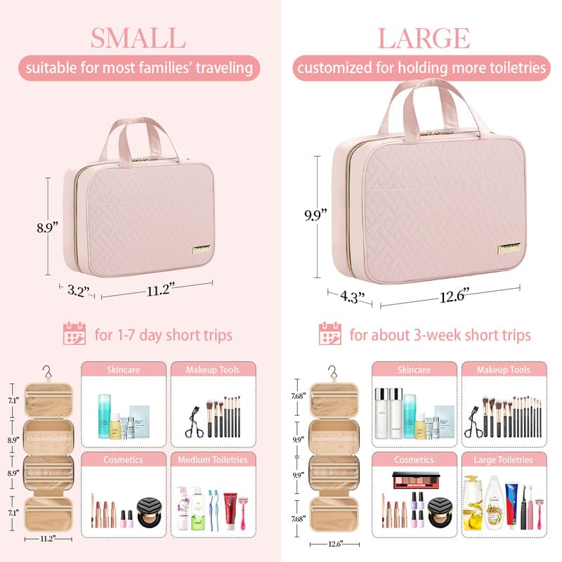 HOTOR Travel Toiletry Bag - Hanging Toiletry Bag for Women & Men, Makeup Bag/Big Comparment
