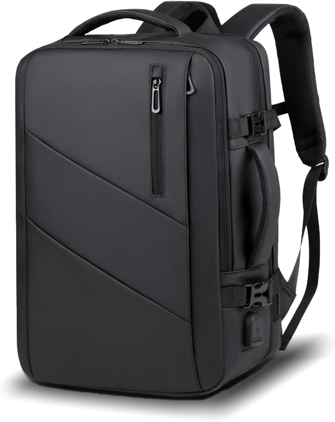 Travel Laptop Backpack 36-55L Expandable 15.6inch Laptop Backpack Usb Charging Port Lightweight (Black)