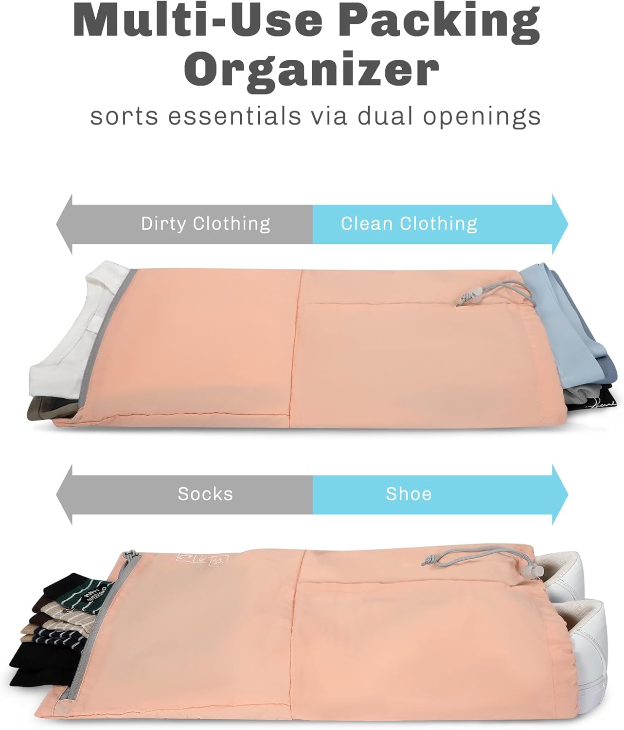 Hynes Eagle 6 Set/ 4 Set/ 2 Set Compression Packing Cubes Travel Essentials Lightweight Nylon Luggage Suitcase Organizer Bag Light Pink 4PCS
