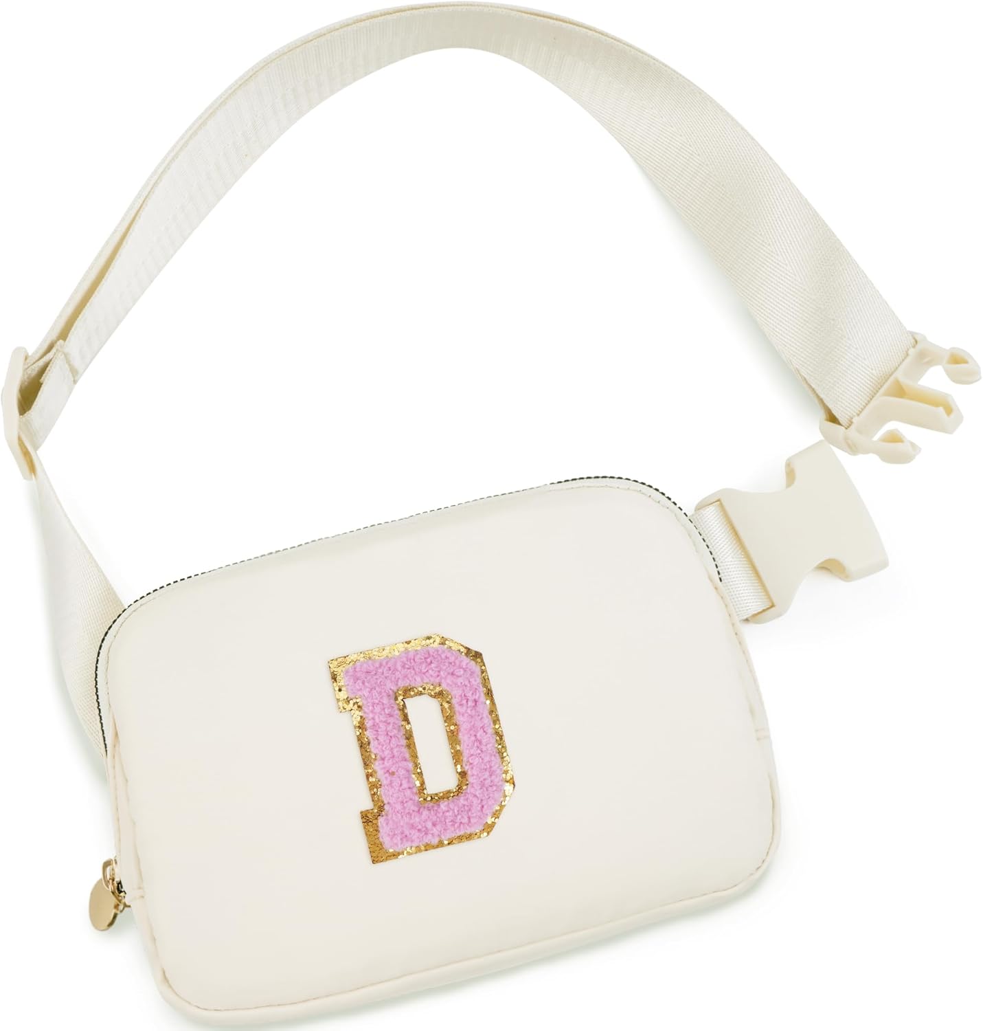 Personalized Belt Bag for Women Girls - Fashion Mini Waist Packs with Adjustable Strap - Trendy Travel Fanny Pack Crossbody Bags with Initial Letter - Teen Gifts | Cream,D