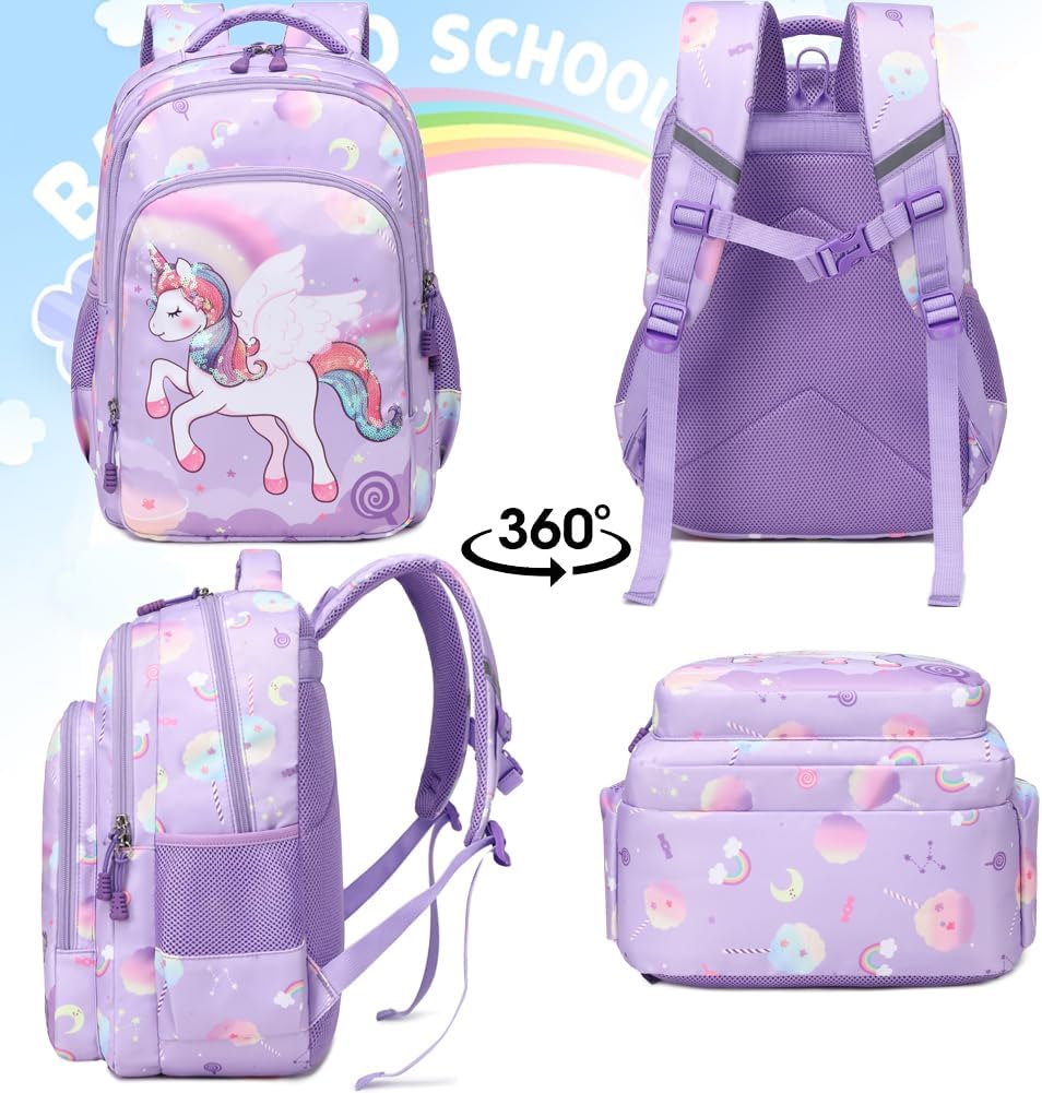 Meisohua Girls Backpack with Lunch Box 3 in 1 Set Kids Backpack for Girls Preschool Kindergarten Elementary School Backpack