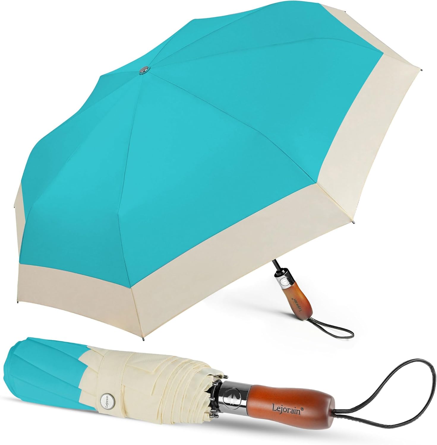 Lejorain Compact Golf Umbrella Large - 54inch Travel Big Portable Automatic Folding Umbrella