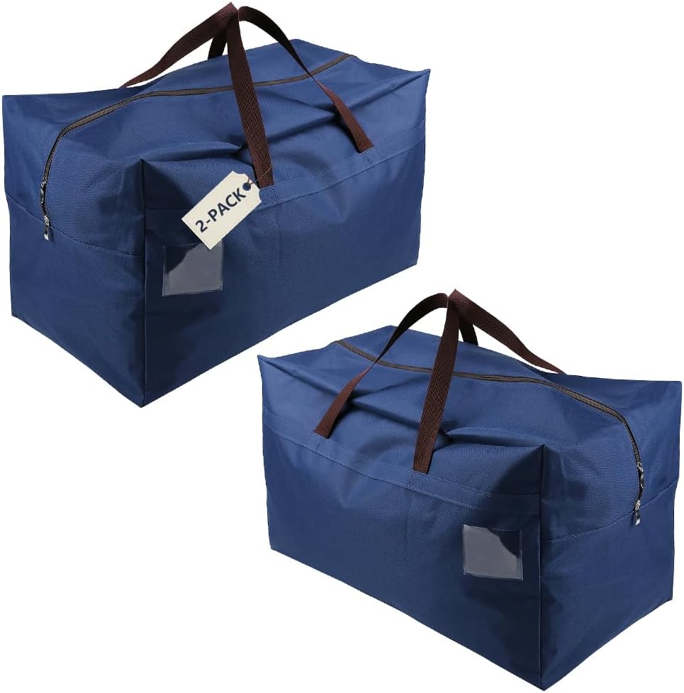 iwill CREATE PRO Pack of 2 100L Large Size Bedroom Wardrobe Clothes Bedding Storage Bags with Carry Handles, Water-resistant, Organizer Bags for RV Travel, Moving House Bags, Blue