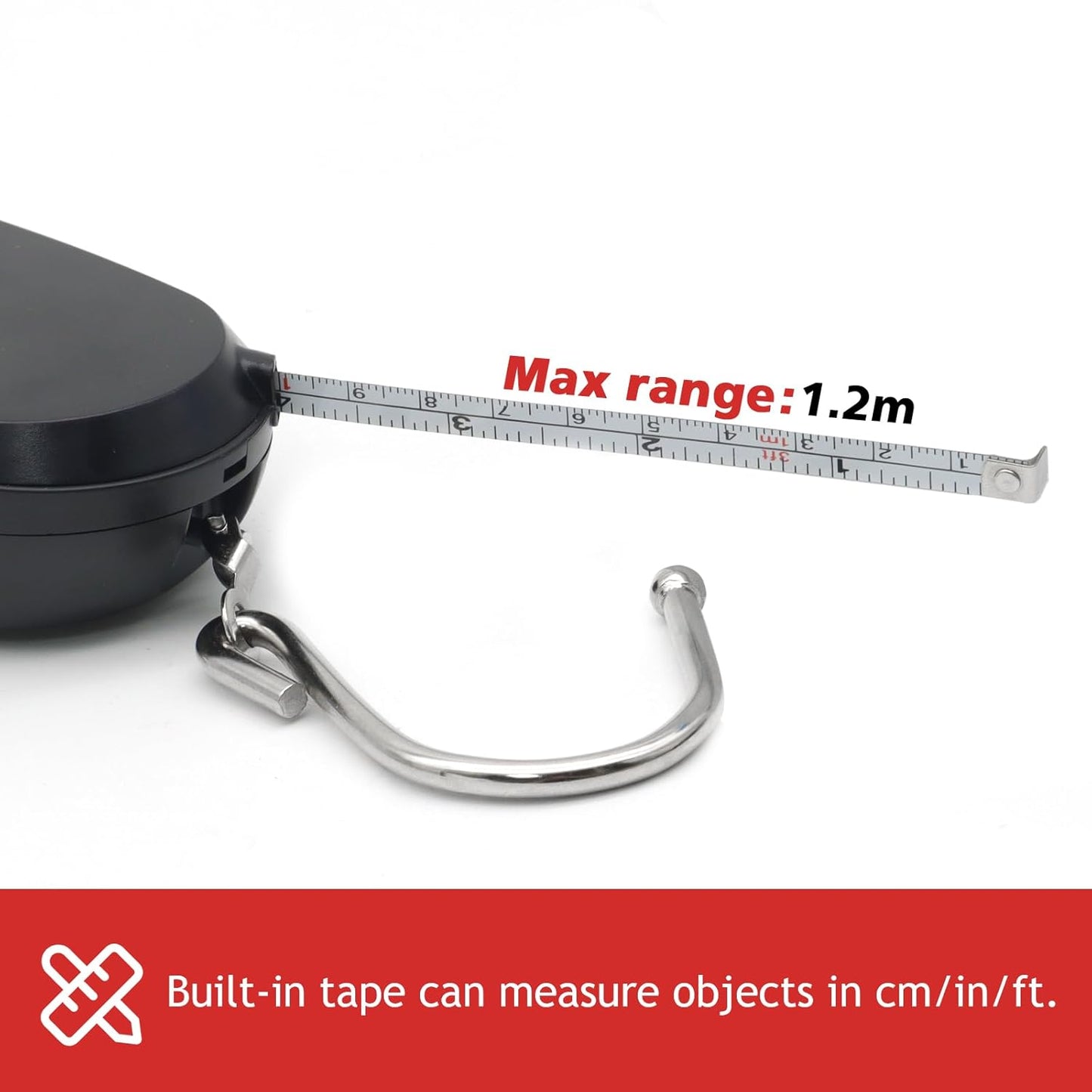 2PC Portable Luggage Weight Scale with Hook Fishing Hanging Scale Mechanical Kitchen, Multi-Purpose Travel Suitcase Scale with Tape Measure (80 Lbs)