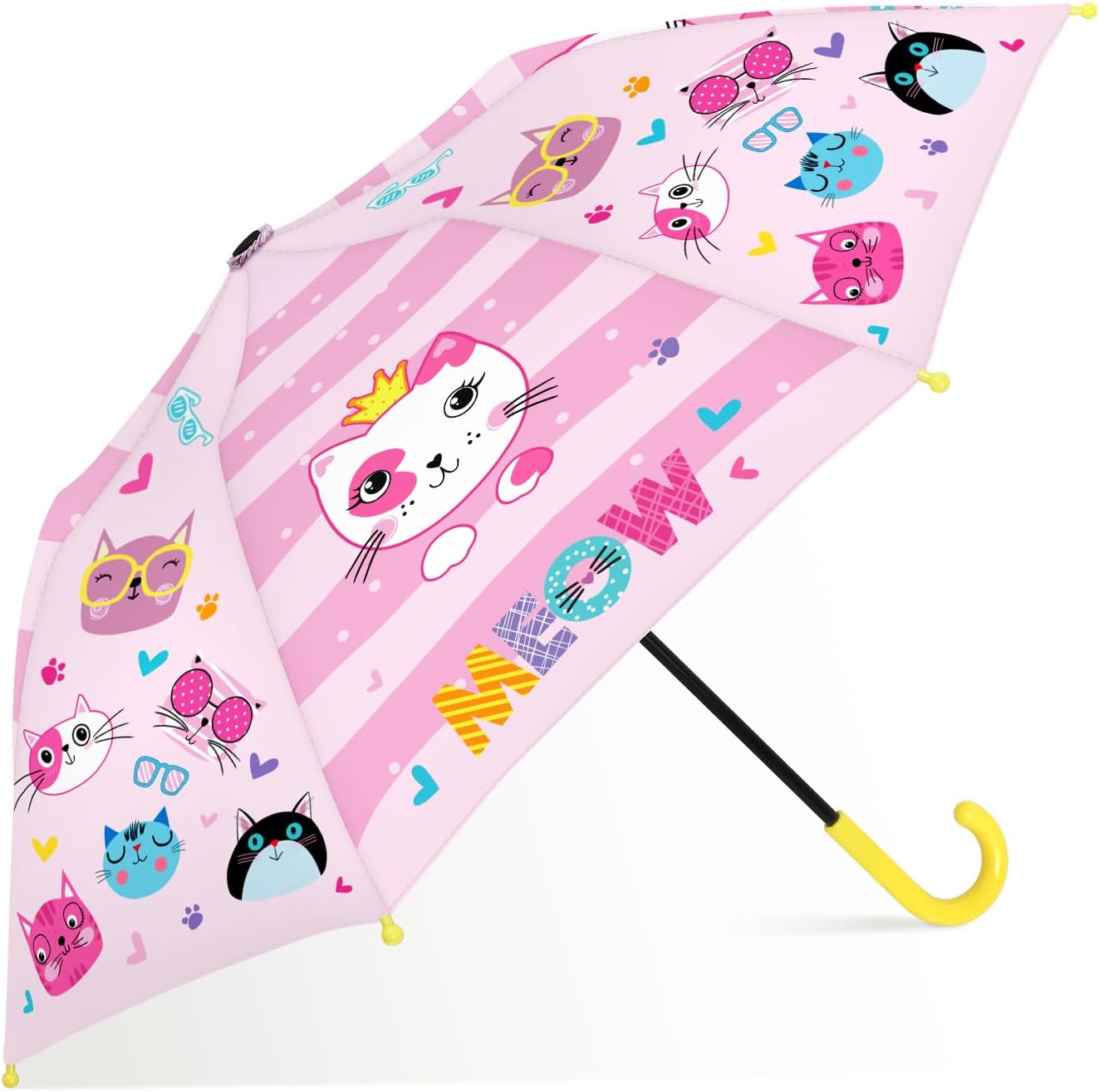 Kids Umbrella, Safety Windproof Umbrella with Easy-Grip Hook Handle for Toddler Girls and Boys