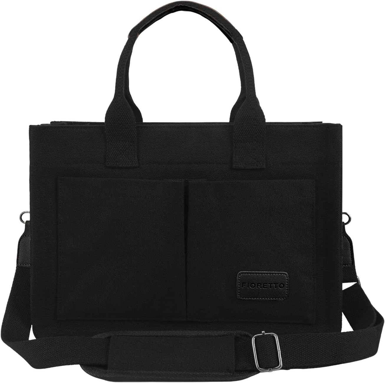 FIORETTO Canvas Tote Bag for Women with Zipper Closure & Individual Compartments for Work College for Teacher & Nurse