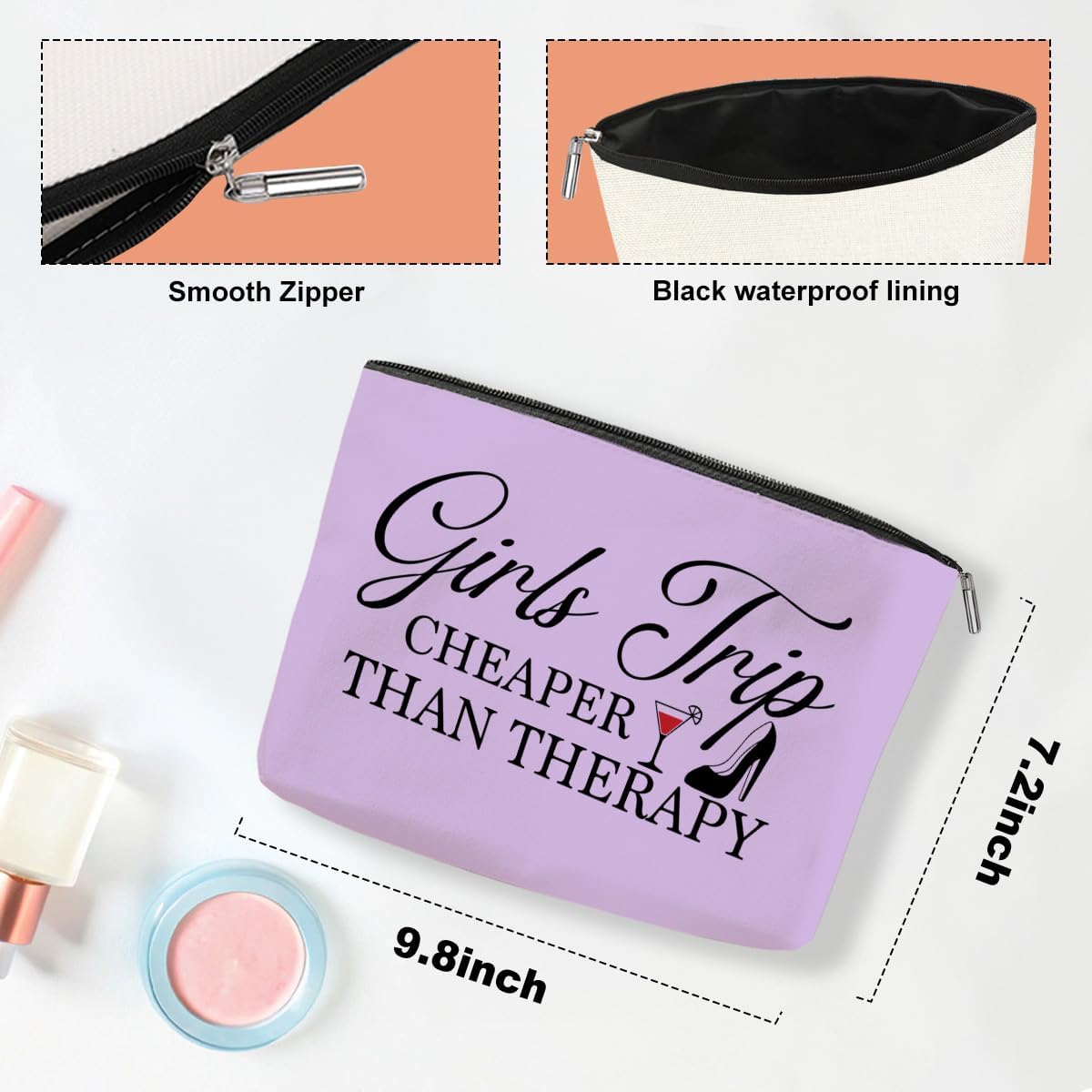 4 PCS Girls Weekend Gifts Girls Trip Gifts Favors Girls Trip Makeup Bag Girls Trip Bag for Women Girls Weekend Gifts Ideas for Sister Weekender Bag for Women Cosmetic Bag Holiday Vacation Christmas