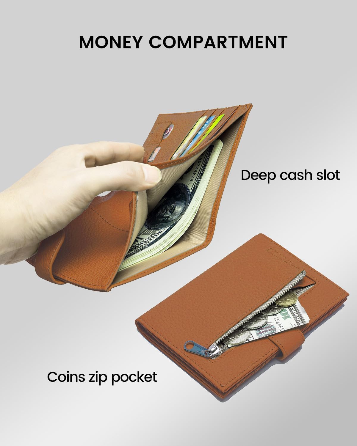 RFID Passport Holder Travel Wallet Compact for Women, Leather Passport Wallet with Card