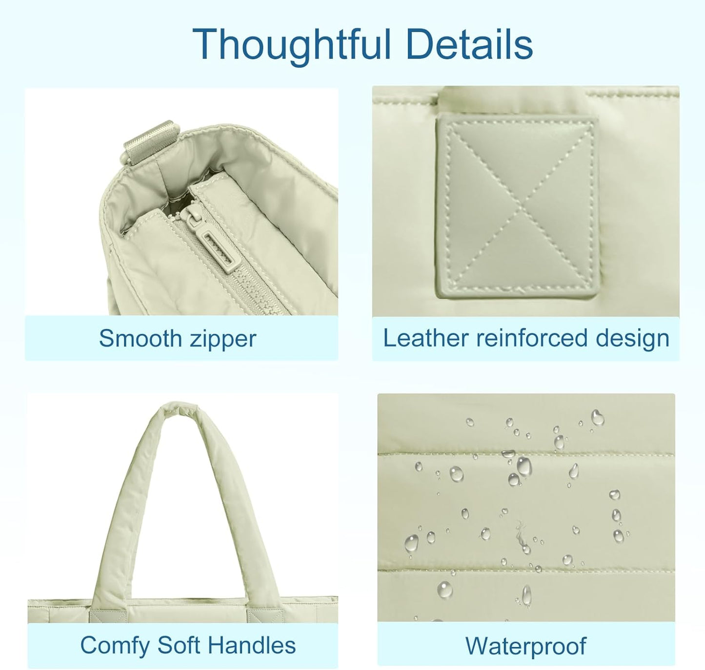 Tote Bag for Women Puffer Tote Bag Large Nurse Bags Shoulder Handbag with Zipper for Work Travel