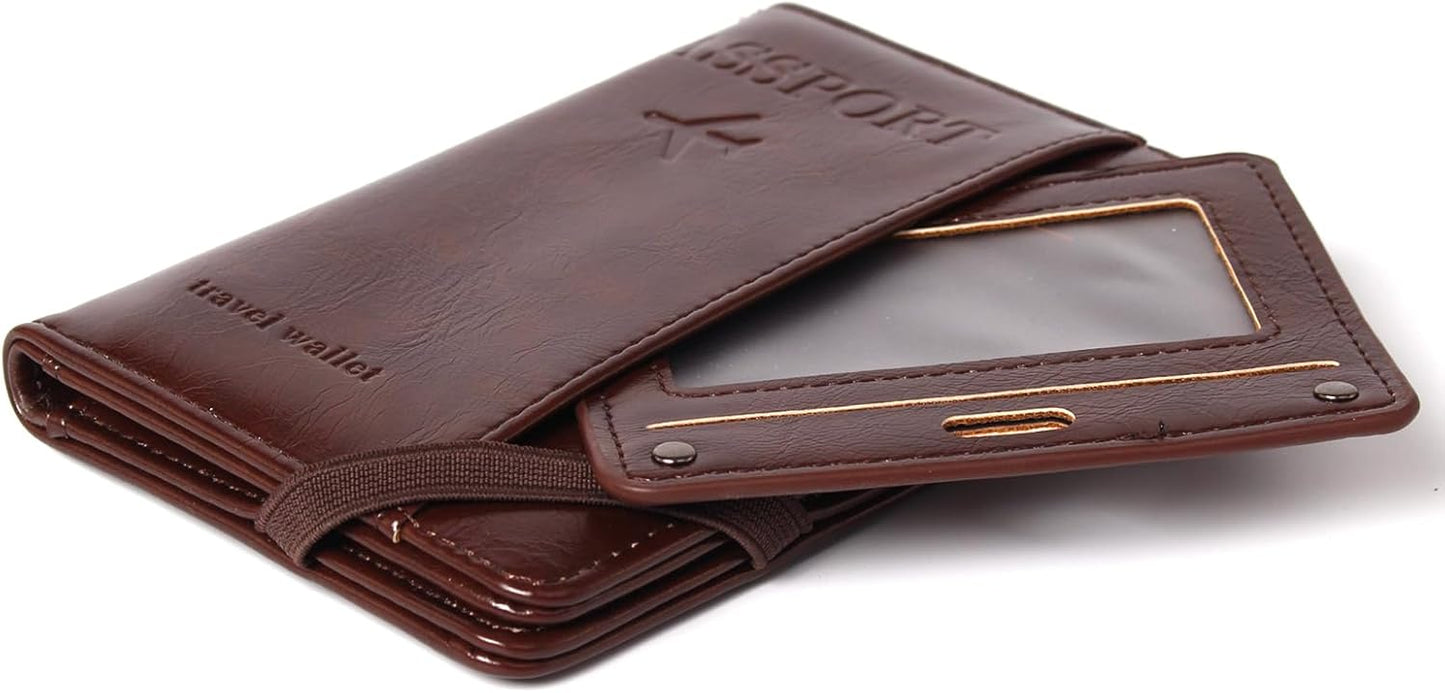 RFID Passport Wallet, RFID Passport Holder for Wallet, Essential Travel Anti-Theft Wallet Storage Case, Anti-Theft Protective Case,Coffee