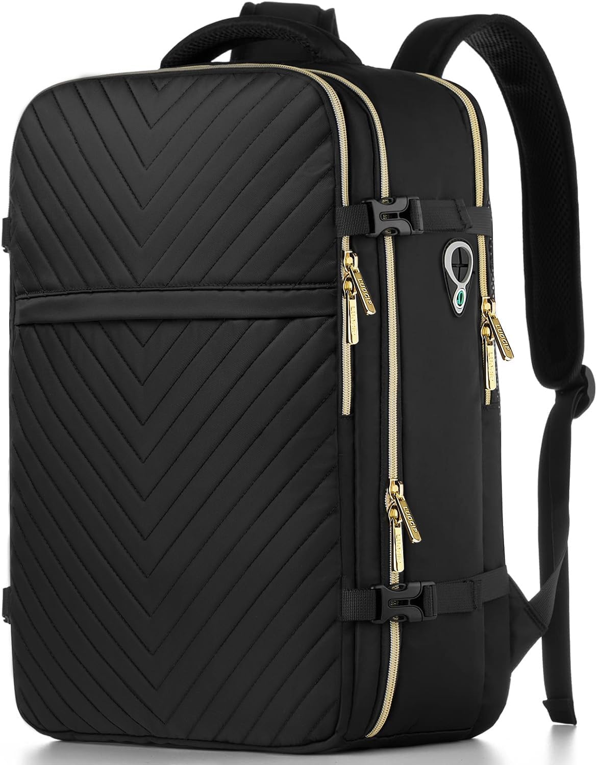 Large Carry On Travel Backpack - Flight Approved Waterproof Anti-Theft Luggage Daypack for Women Men Fit 17 Inch Laptop Business Weekender Overnight Backpack College Bag Personal Item Size Black