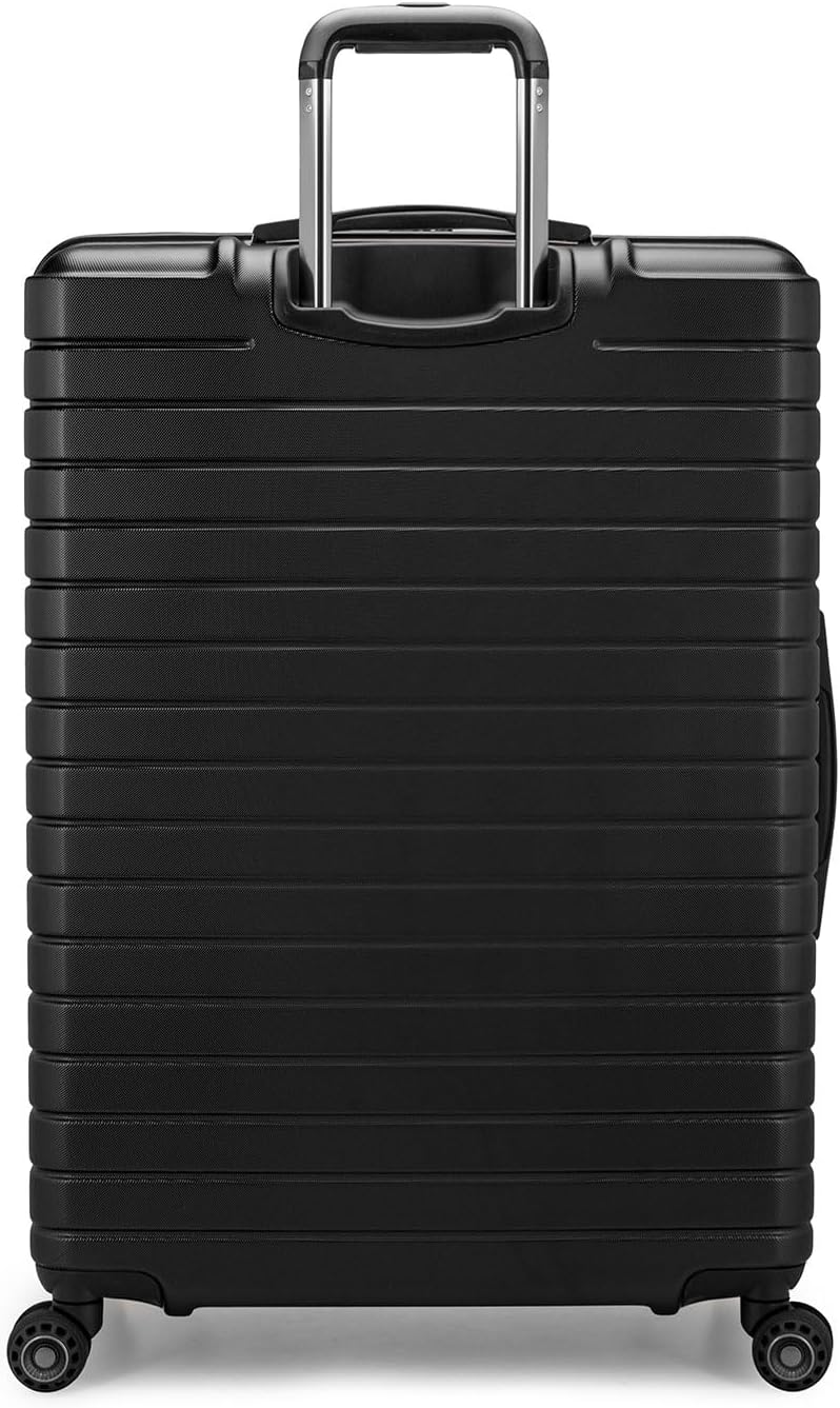 Traveler's Choice Archer Polycarbonate Hardside Spinner Luggage Set, Tie Down Straps, Black, Checked 29-Inch