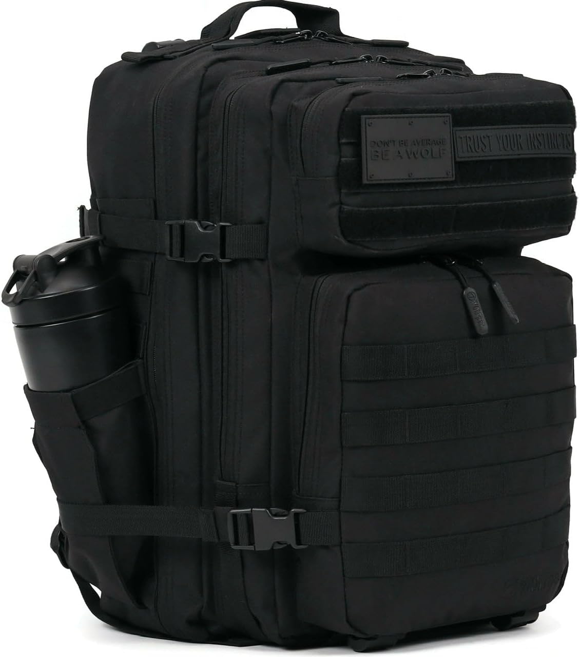 WOLFpak 45L Athletic Gym Backpack - Durable 1000D Waterproof Oxford Material with MOLLE Webbing, Laptop Pocket & Dual Cup Holders, Durable Fitness/Travel/Military Daypack (Nightshade Edition)