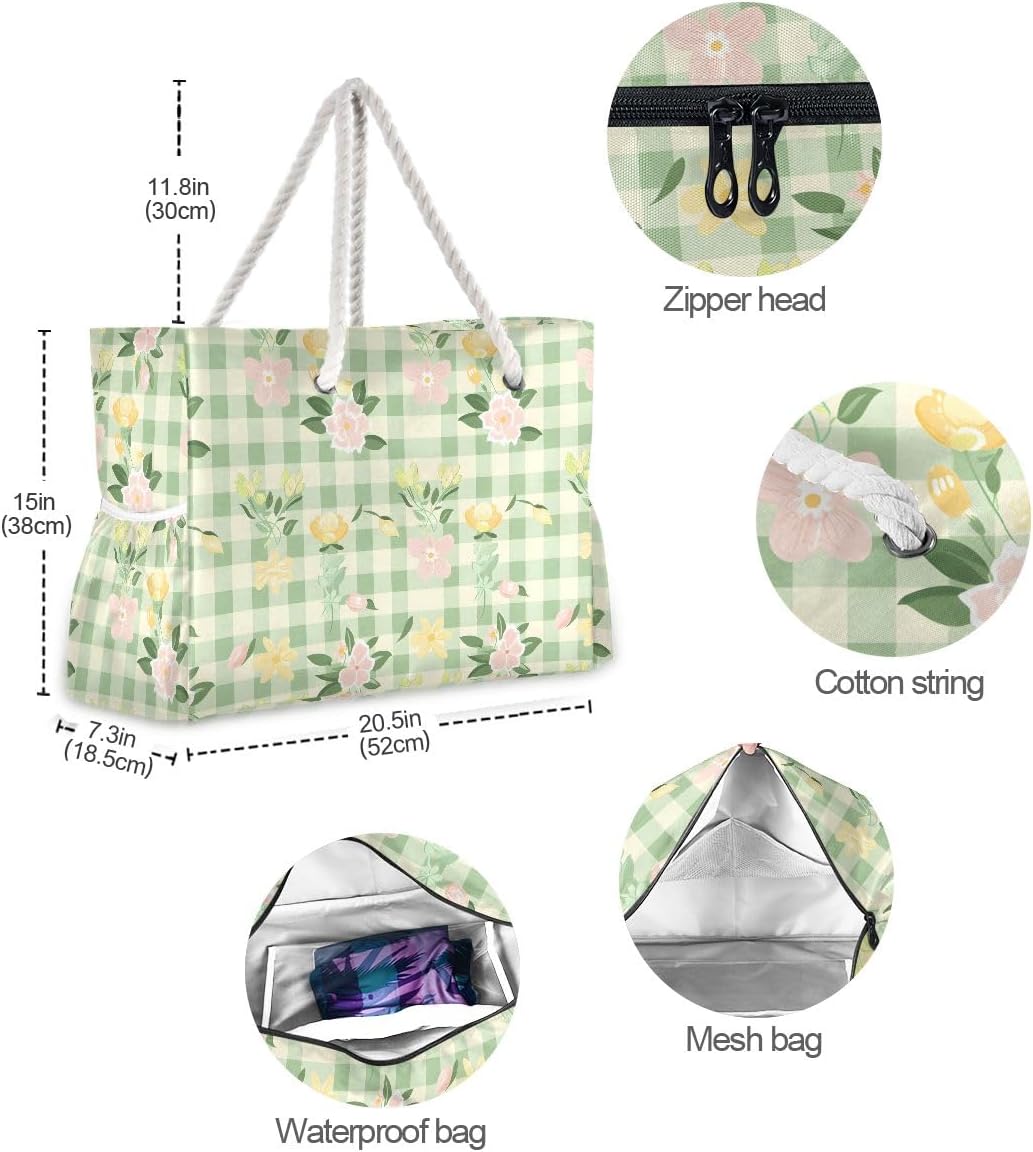 senya Large Beach Bags Totes Swim Canvas Tote Shoulder Bag Water Resistant Bags for Gym Travel Daily