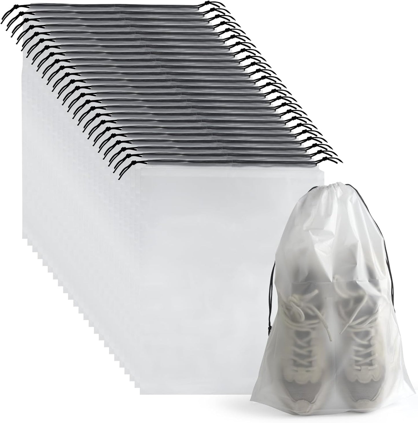 26 Pcs Shoe Bags for Travel，PLULON Clear Drawstring Travel Shoe Bags for Packing Waterproof Dustproof Shoes Organizer Pouch Travel Accessories Shoe Storage Bag for Women Men Portable Travel Essentials