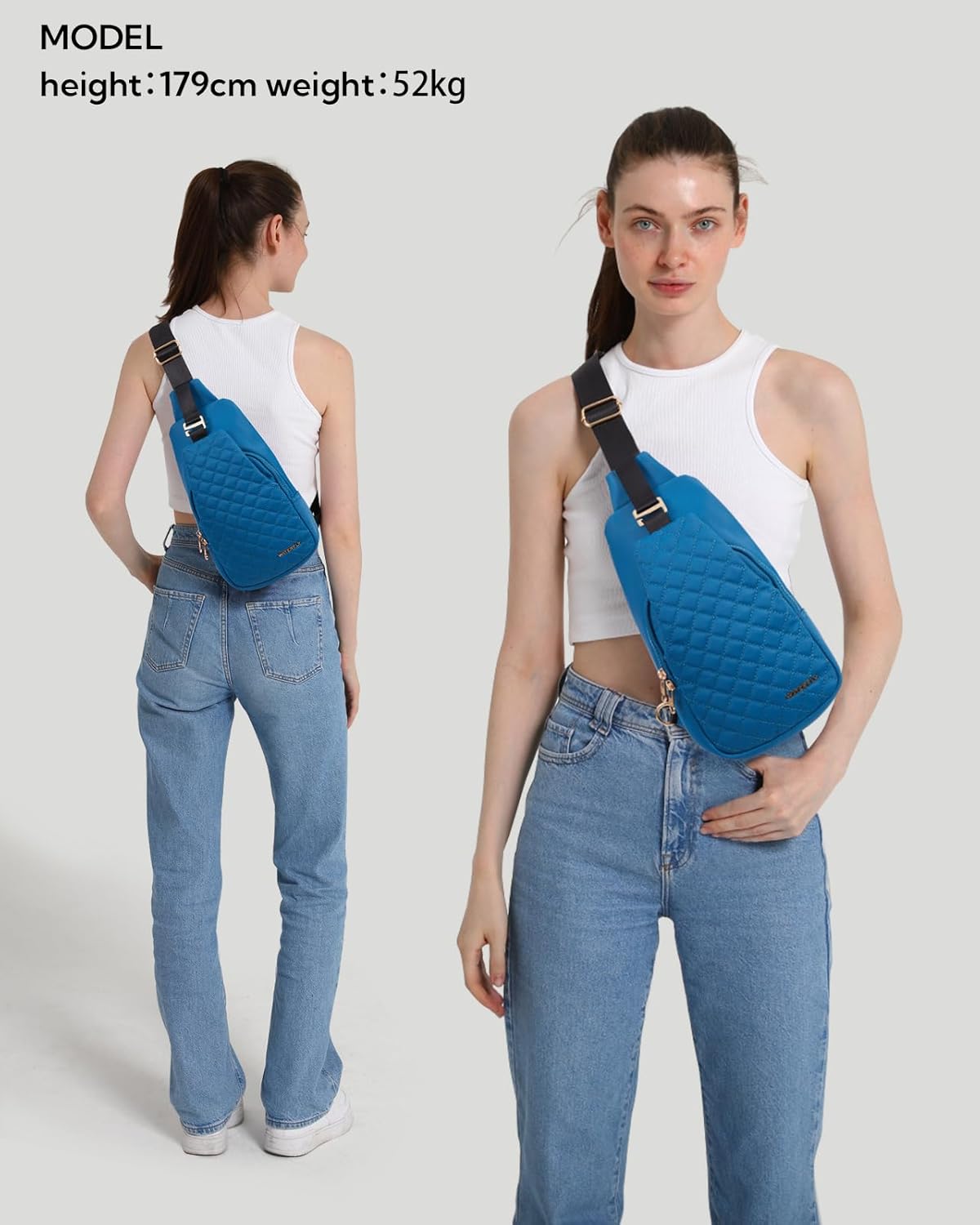 WATERFLY Small Crossbody Sling Backpack: Fashion Chest Crossbody Bag for Women Men Anti Theft Stylish Casual Daypack Trendy Travel Bags Lake Blue