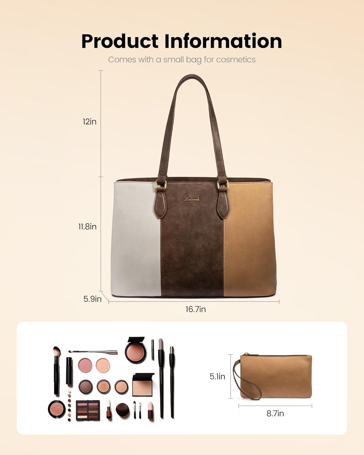LOVEVOOK Laptop Tote Bag for Women,Work Tote with Wristlet,PU Leather Computer Bag for