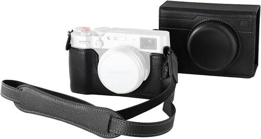 SMALLRIG Leather Case Kit for FUJIFILM X100VI, Including Leather Half Case, Flip Cover and Shoulder Strap, Genuine Leather Material, Portable and Protecting, Black-5622
