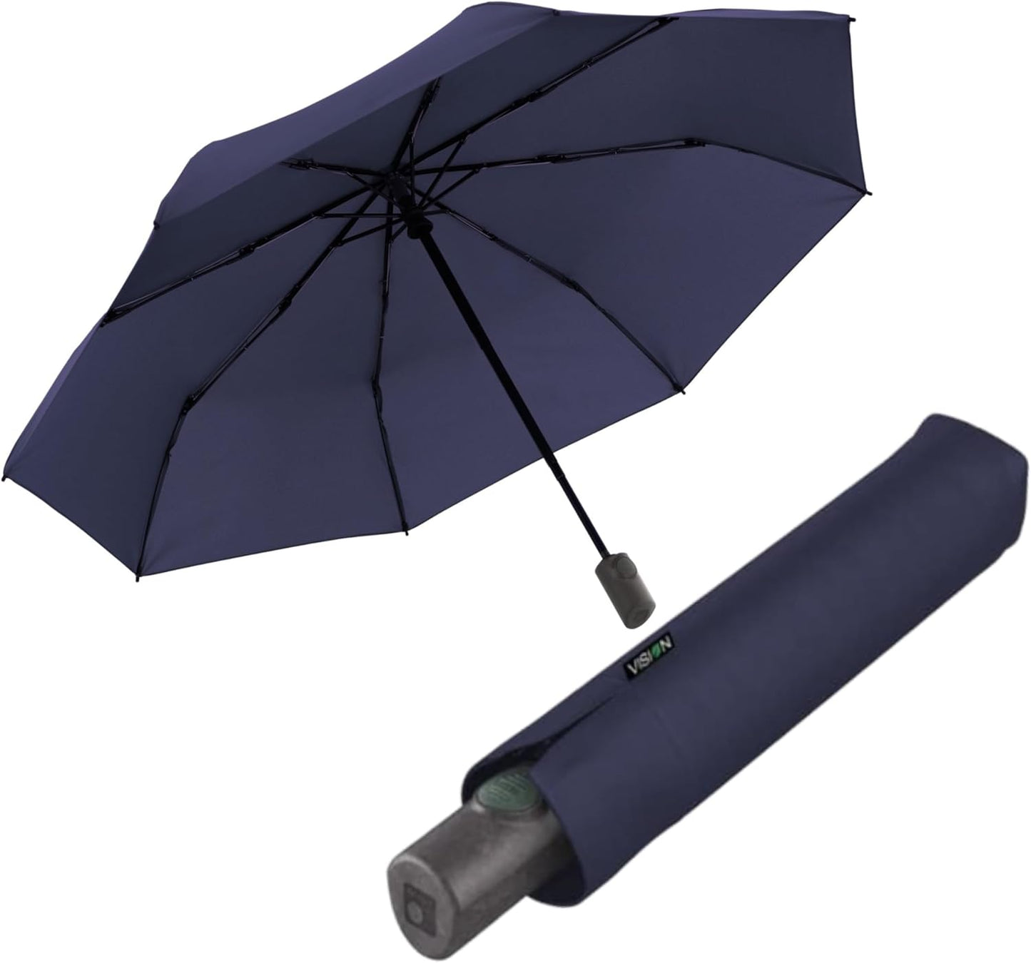 Knirps Vision Duomatic Automatic Open Close Rain Umbrella - Durable Compact Travel Umbrella for Adults - Recycled PET Canopy 97cm Diameter, Sustanable Eco+Friendly Retractable Umbrella & Carrying Case