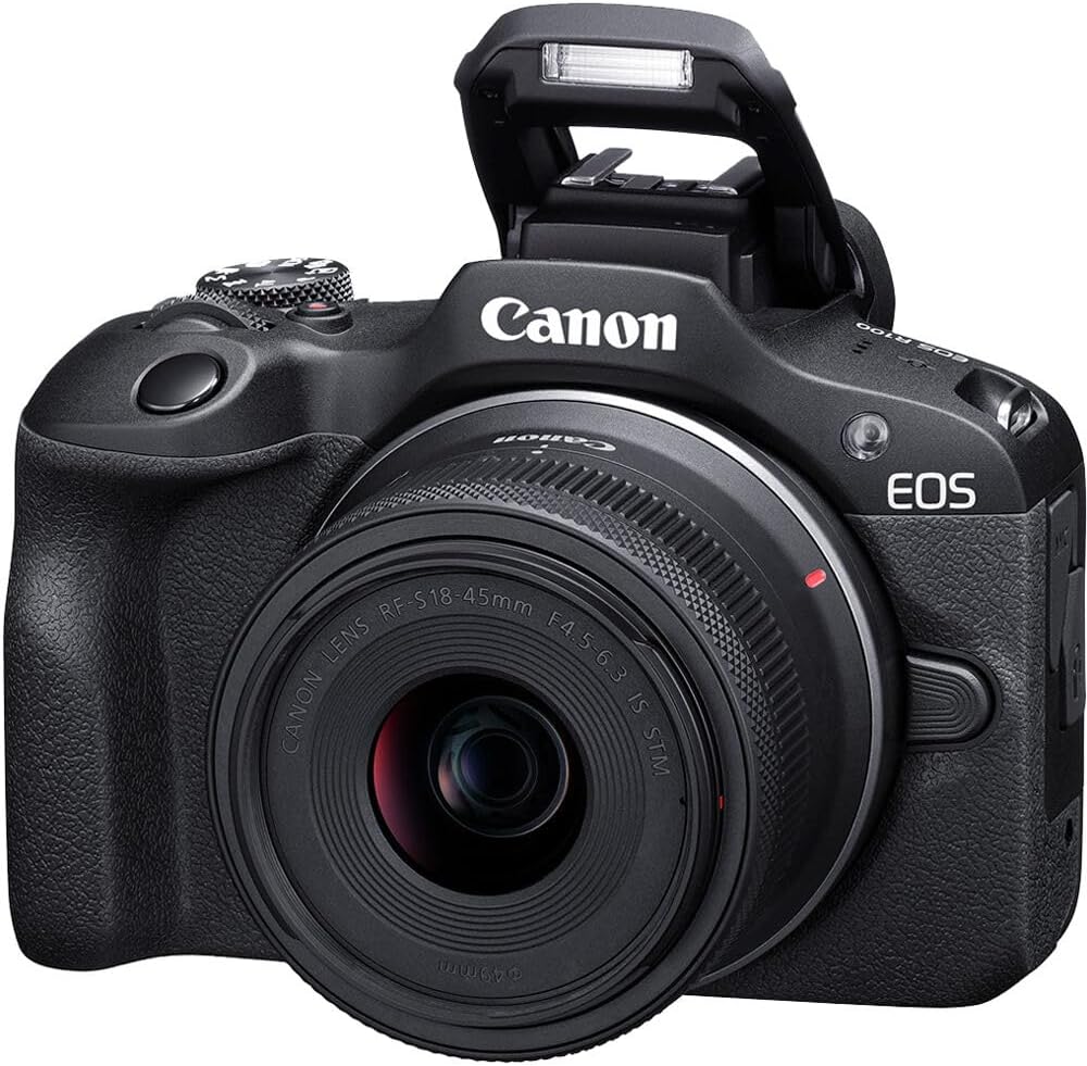 Canon EOS R100 Mirrorless Camera Kit – APS-C RF Camera with 18-45mm & 55-210mm Lenses, 24MP Sensor, 4K Video & Dual Pixel AF (6052C022) + Canon Adapter EF-EOS R + LP-E17 Battery + More