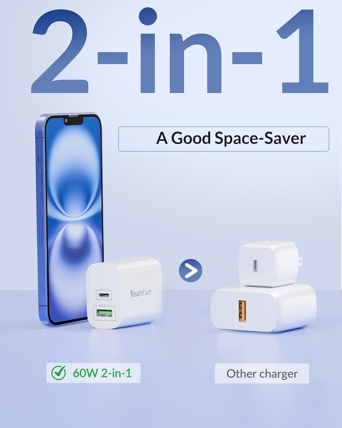 iPhone 17 16 15 Pro Max Charger Fast Charging, 3 Pack 60W Dual Port USB C Wall Charger Block with 10FT Long Type C Charging Cable Cord for iPhone 17/17 Pro Max/Air/16/15/Plus/Pro Max, iPad, AirPods