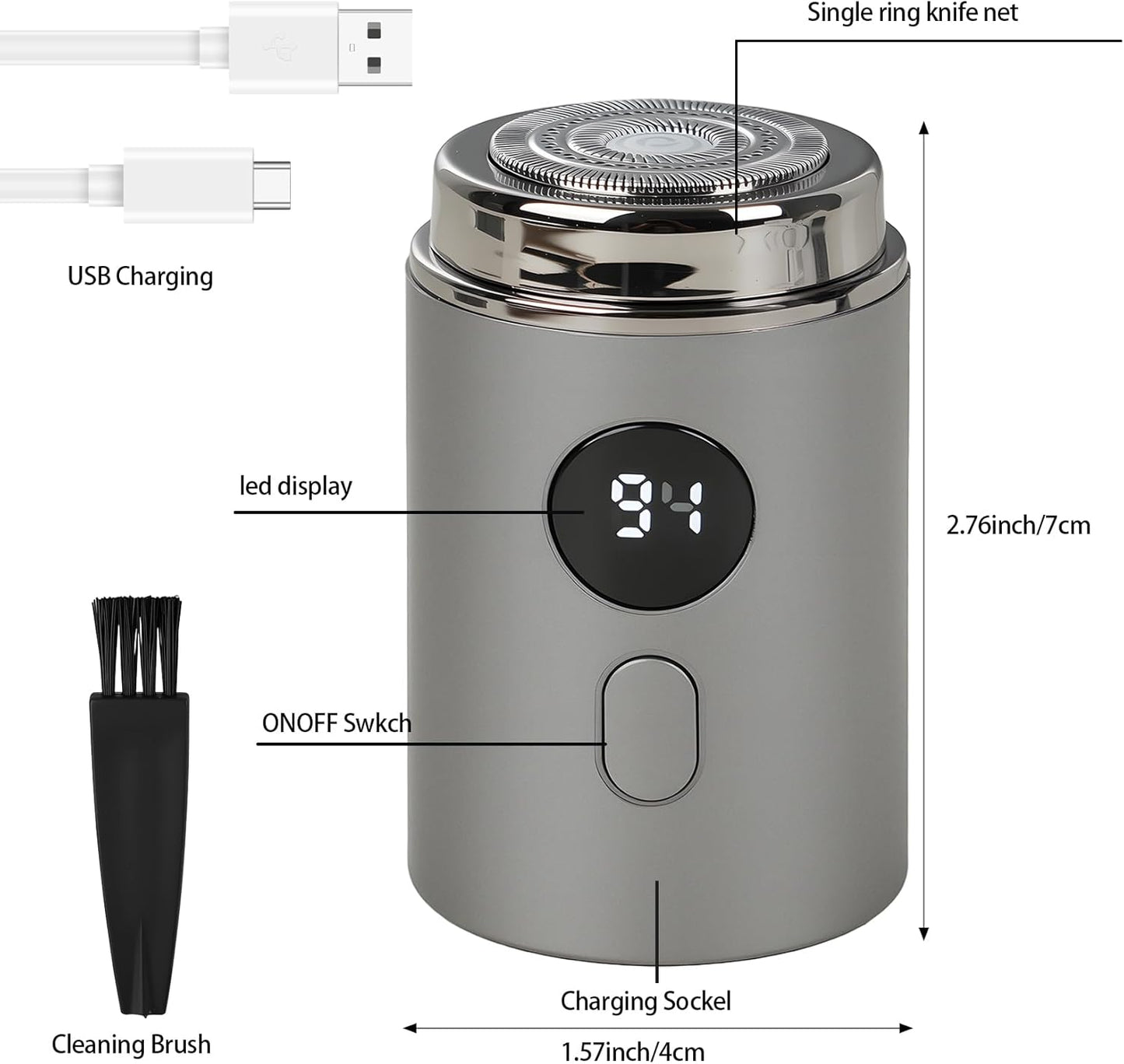 Mini Portable Electric Shaver for Man Women, USB Rechargeable Waterproof Electric Razor, Pocket Single Trimmer for face Hair for car, Travel, Office, Home use, Business Trip (Black)