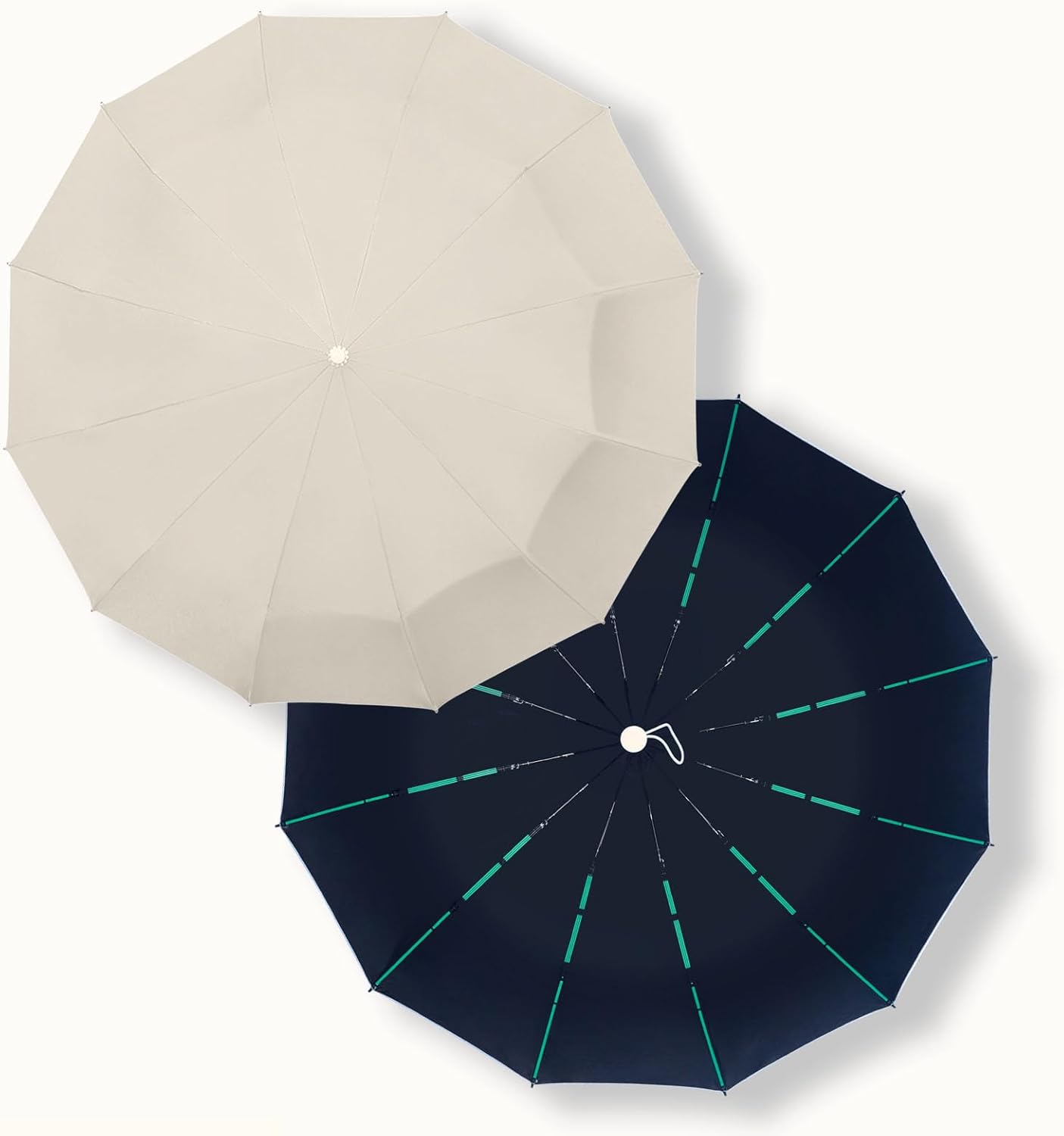 Large Automatic Umbrella - Windproof Travel Compact Folding Umbrella with Automatic Open & Close for Men and Women -creamy-black