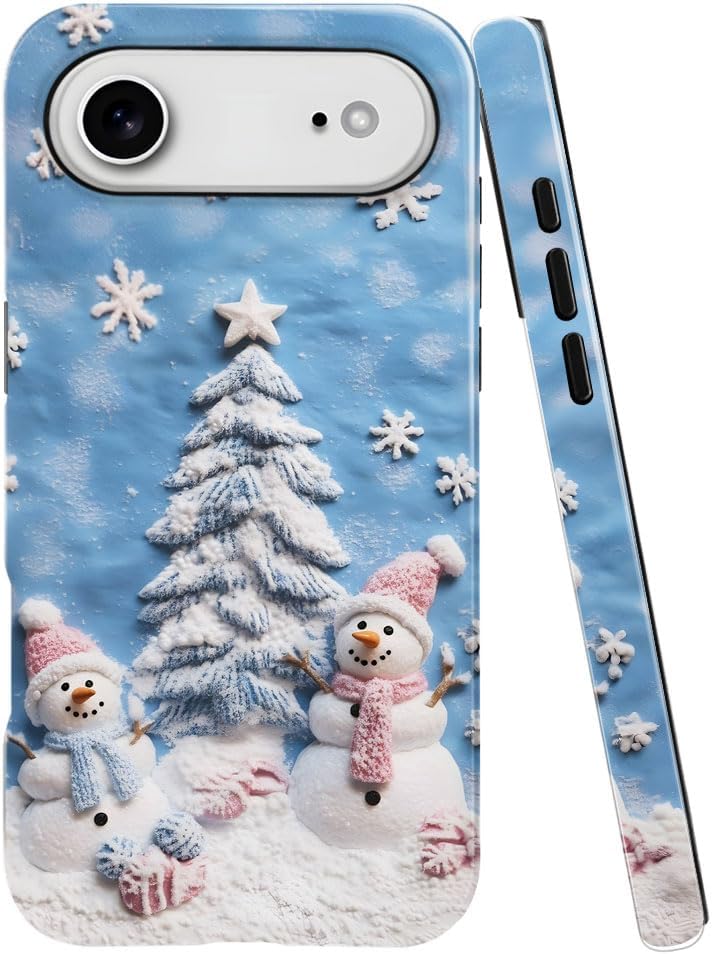 Case for iPhone 17 Air - Slim Fit Anti-Scratch Phone Case for Girl Women - Snowman Winter Christmas Tree (Glossy)