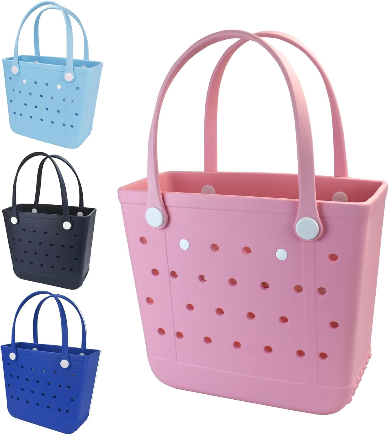 Medium Beach Bag, Waterproof Rubber Beach Bag, Washable Open Tote Bag Durable Tote Travel Bags for Outdoor Sport