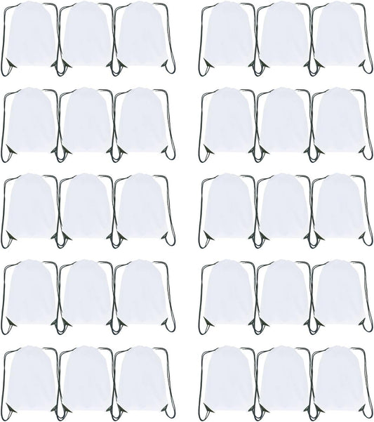 Drawstring Backpack Bulk 30 Packs Draw String Bags for DIY Gym Sports Traveling Trip Pedestrianism Yoga Cinch Bag Sackpack Drawstring (white)
