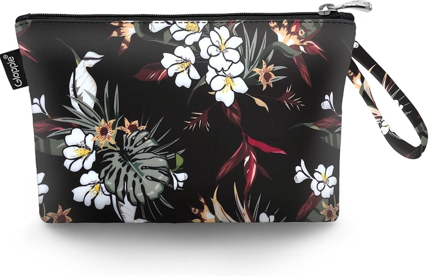 Gloppie Small Makeup Bag Summer Sunscreen Bag Cosmetic Bag for Purse Travel Make up Bags for Women Zipper Makeup Pouch White Flower