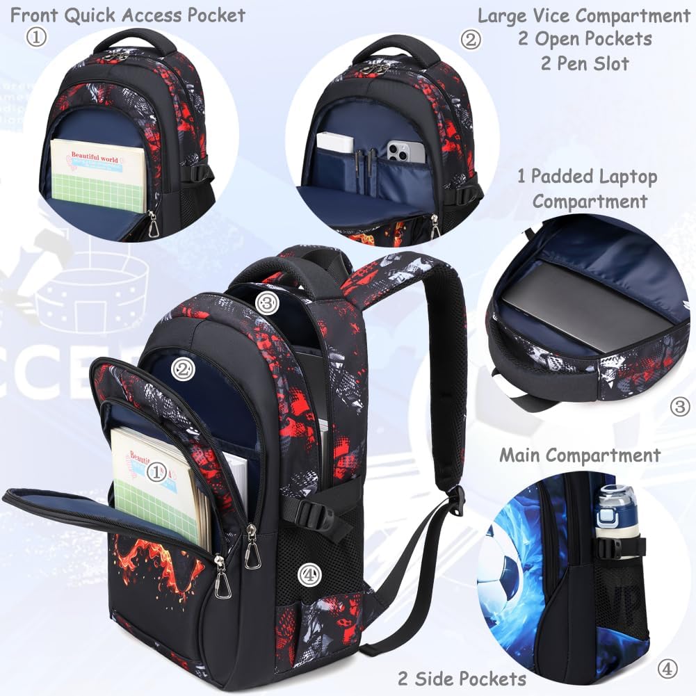 Meisohua Backpack for School Boys 3pcs Game Backpacks with Lunch Box Kids Bookbag for Boy Lightweight Daypack for Teen Boys