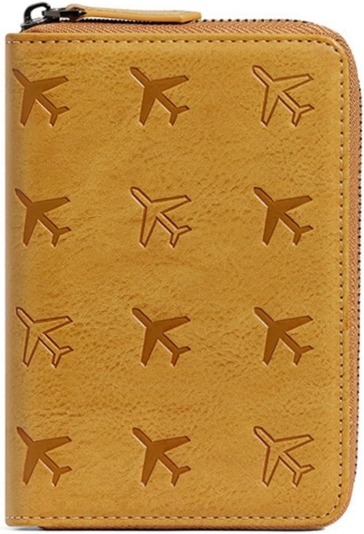 Passport Holder for Travel RFID Blocking Wallet Women Handbag Credit Cards Flight Ticket Organizer Card Holder (Yellow)