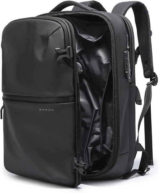 BANGE Travel Backpack with Vacuum Pocket and TSA lock version can hold 15.6 inch Laptop suitable Overnight Flight Approved Anti-theft Bag