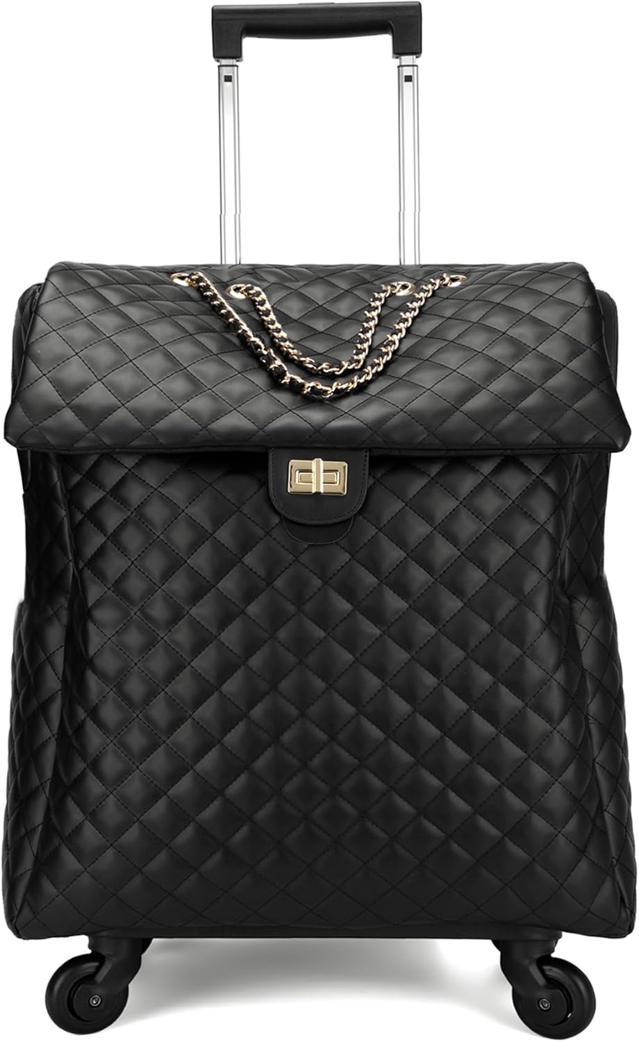 feilario 20in Leather Softside Carry on Suitcases Travel Duffel Bag with 4-rolling Spinner Wheels