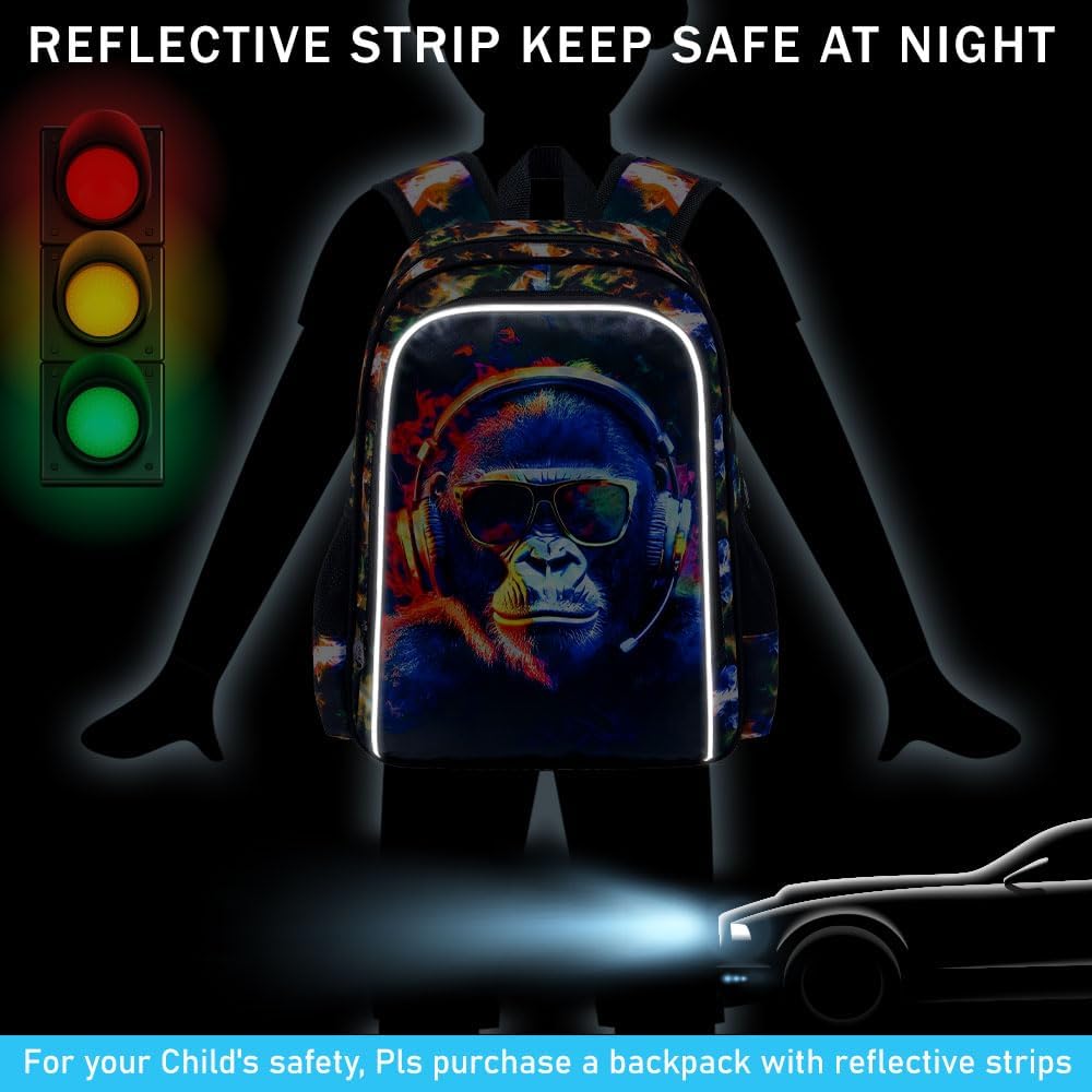 3Pcs Backpack for Boys, 17" Kids Bookbag with Lunch Box, School Backpacks for Elementary Preschool Kindergarten