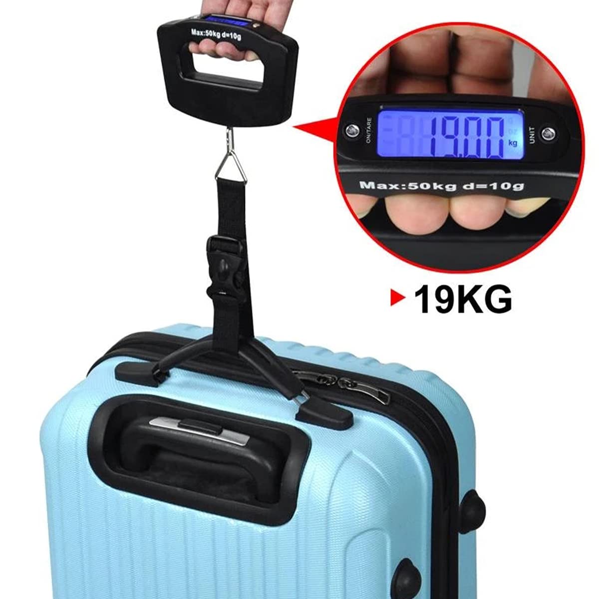 3 Pack Luggage Scale, 50 Kg/110 Lbs Suitcase Weight Scale with LCD Display Backlight, Portable Buckle Webbing Digital Fishing Scale for Travelers and Fish Weighing, (Battery not Included).