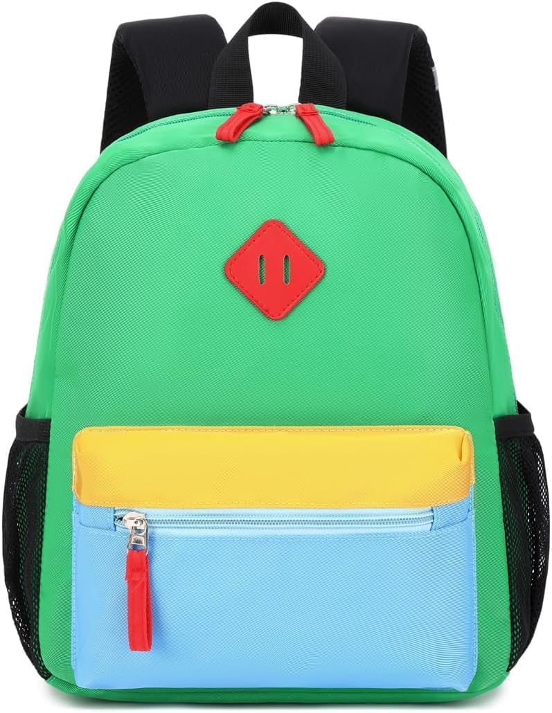 Preschool Backpack Kindergarten Toddler School Backpacks 2-4 Years for Boys and Girls with Chest Buckle (Green Blue, Small-12 H(not Fit Folder))