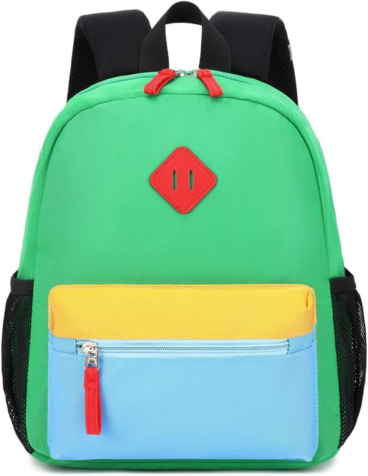 Preschool Backpack Kindergarten Toddler School Backpacks 2-4 Years for Boys and Girls with Chest Buckle (Green Blue, Small-12 H(not Fit Folder))