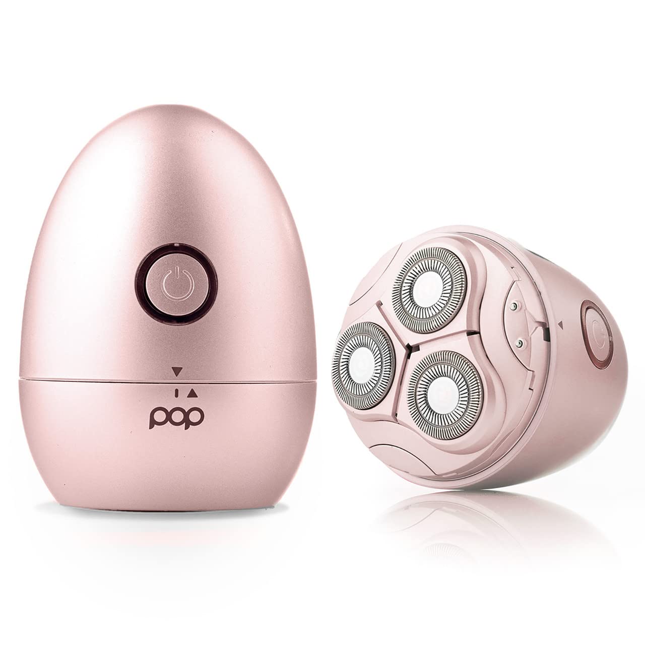 Pop Sonic Moon Shaver (Rose Gold) - Face & Body Shavers for Men & Women - 3 Floating Rotary Heads w/Removable Cap - Long Lasting Lithium-ion Battery Portable Electric Hair Removal