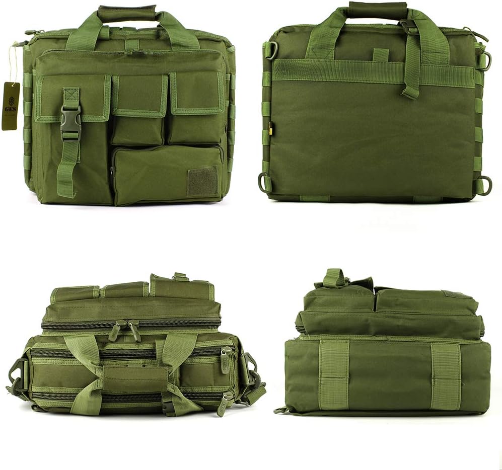 GES Tactical Briefcase, 15.6" Men's Messenger Bag Military Briefcase for Men, ArmyGreen