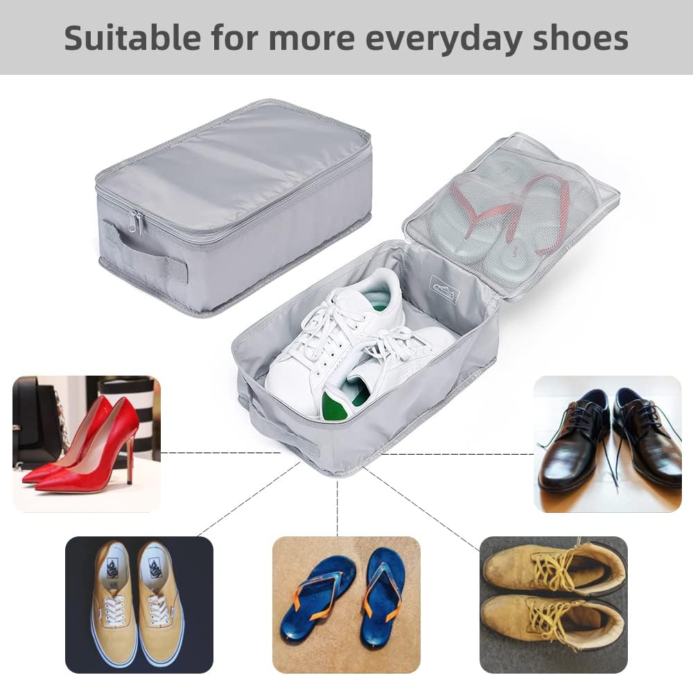 Travel Shoe Bags, Foldable Waterproof Shoe Pouches Organizer-Double Layer (8 Grey Shoe Bags)