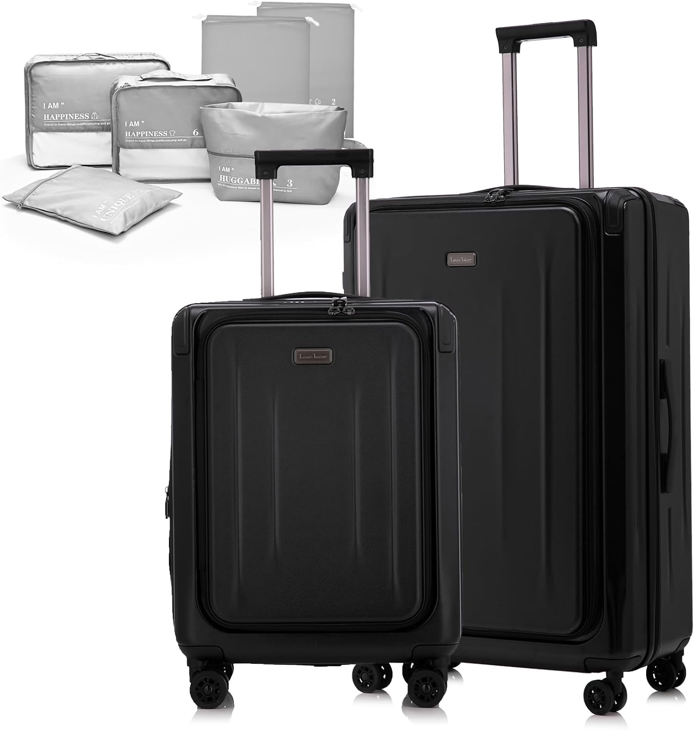 Premium Carry On Luggage, 20Inch+29 Inch Top Opening Airline Approved ABS+PC Hard Shell Suitcases with Silent Wheels, TSA Lock,Front Pocket and Wet-dry Separated Six-piece Set