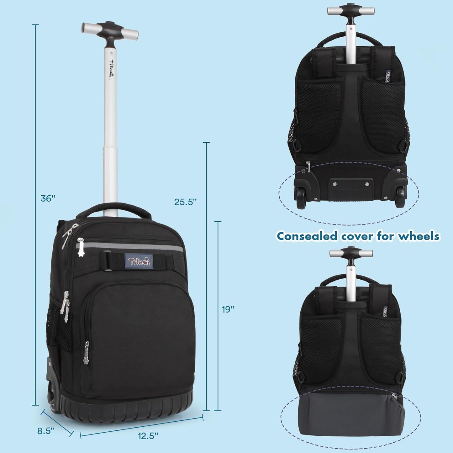 Tilami Rolling Backpack 18 inch Boys and Girls Laptop Backpack