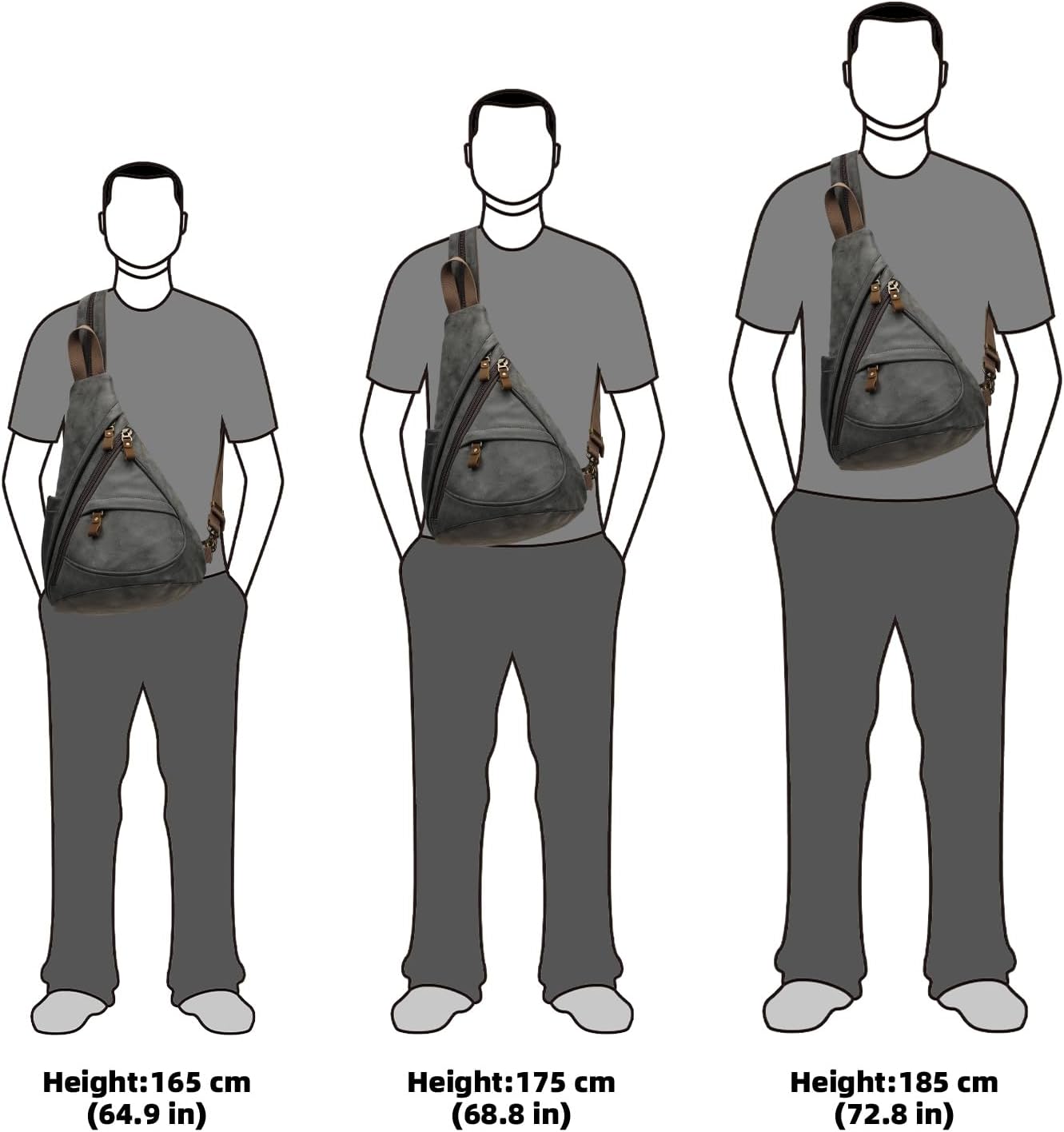 KL928 PU Leather Sling Bag - Small Crossbody Backpack Shoulder Casual Daypack Rucksack for Men Women
