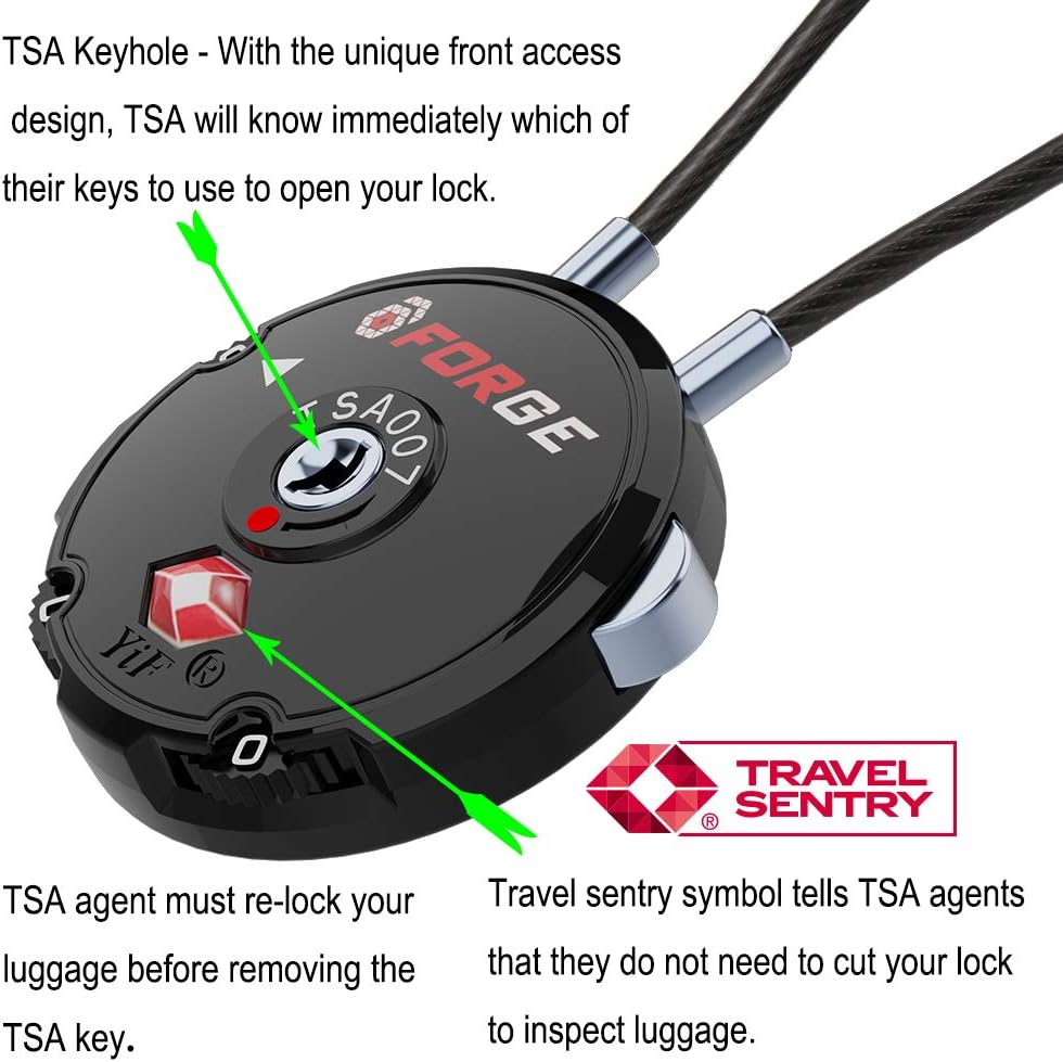 Forge Quality TSA Approved Luggage Locks for Travel Accessories, Suitcase, Pelican case, Ammo