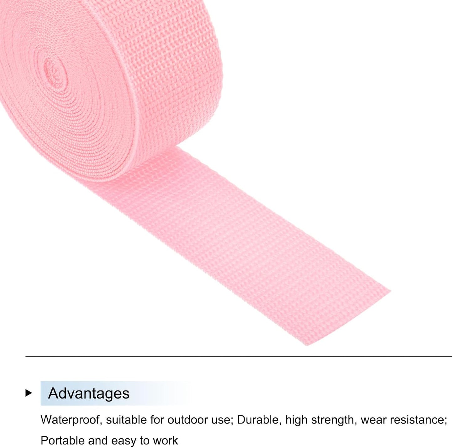 MECCANIXITY Lightweight Polypropylene Webbing Strap 1 1/2" 5 Yard Backpack Strapping Band Light Pink for Outdoor Luggage Cargo Straps